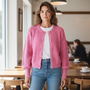 Lilly Pulitzer Zabrina Pink Knit Cardigan Style 009868 EUC